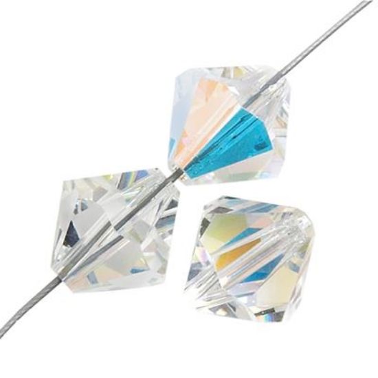 Picture of 6mm Preciosa Bi-Cone, Crystal AB Glass Beads, 5in Strand