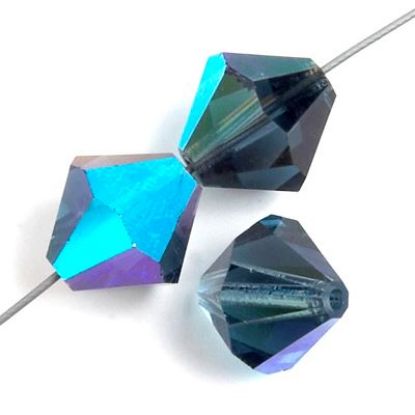 Picture of 6mm Preciosa Bi-Cone, Montana AB Glass Beads, 5in Strand