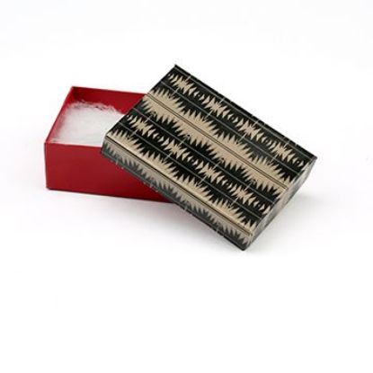 Picture of Tan, Black and Red Cotton Filled Gift Box, 3 1/4 x 2 1/4 x 1 Inch