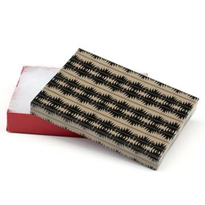 Picture of Tan, Black and Red Cotton Filled Gift Box, 5 1/4 x 3 3/4 x 1 Inch