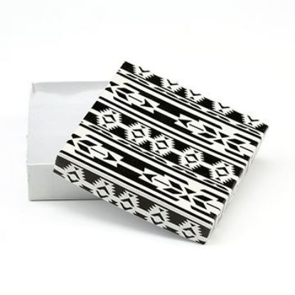Picture of Black and White Cotton Filled Gift Box, 3-1/2" W x 3-1/2" L x 1" H, Sold individaully