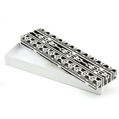 Picture of Black and White Cotton Filled Gift Box, 8 x 2 x 1 Inch