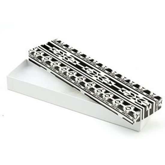 Picture of Black and White Cotton Filled Gift Box, 8 x 2 x 1 Inch