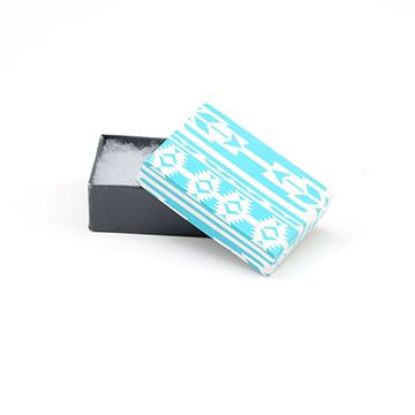 Picture of Turquoise and Grey Cotton Filled Gift Box, 2 5/8 x 1 1/2 x 1 Inch
