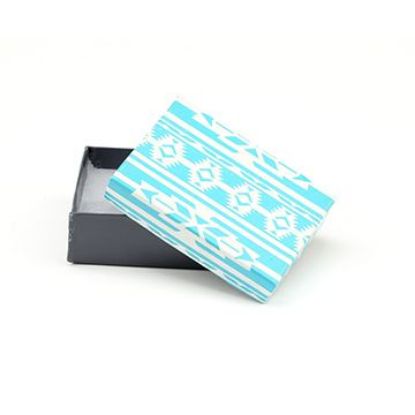 Picture of Turquoise and Grey Cotton Filled Gift Box, 3 1/4 x 2 1/4 x 1 Inch