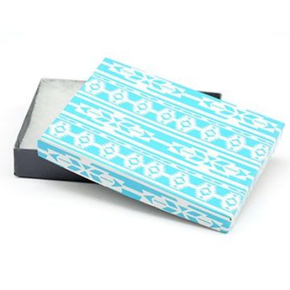 Picture of Turquoise and Grey Cotton Filled Gift Box, 5 1/4 x 3 3/4 x 1 Inch