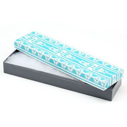 Picture of Turquoise and Grey Cotton Filled Gift Box,  8 x 2 x 1 Inch