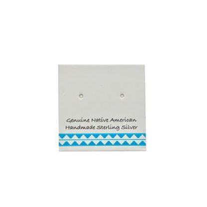 Picture of Grey Earring Card with Tuquoise Design, 1" x 1", Sold per pkg of 100