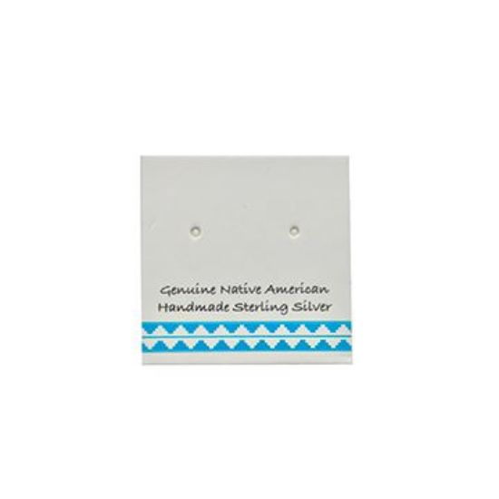 Picture of Grey Earring Card with Tuquoise Design, 1" x 1", Sold per pkg of 100