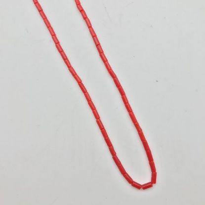Picture of Red Coral Tube Beads 3-4mm 18" Strand