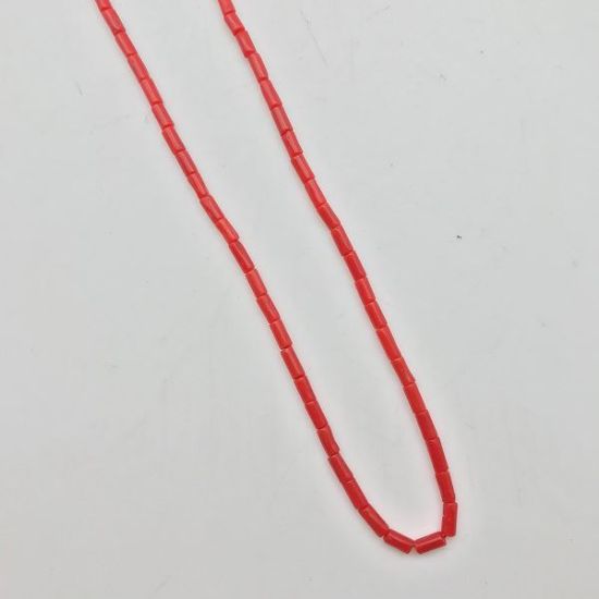 Picture of Red Coral Tube Beads 3-4mm 18" Strand