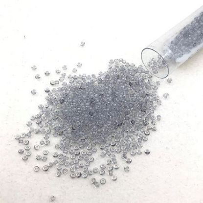 Picture of Size 11 Japanese Seed Beads, Grey Crystal/Bright Green Glow in the Dark (#2725), Approximately 25 Grams
