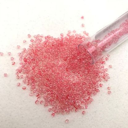 Picture of Size 11 Japanese Seed Beads, Pink/Yellow Green Glow in the Dark (#2720), Approximately 25 Grams