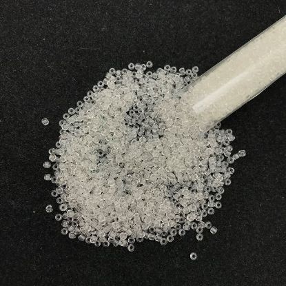 Picture of Size 11 Japanese Seed Beads, Crystal/Bright Blue Glow in the Dark (#2711), Approximately 25 Grams