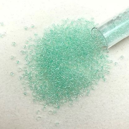 Picture of Size 11 Japanese Seed Beads, Mint Green/Bright Green Glow in the Dark (#2722), Approximately 25 Grams