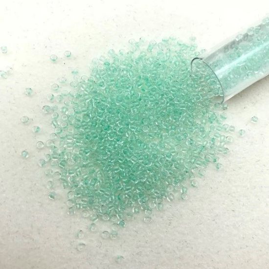 Picture of Size 11 Japanese Seed Beads, Mint Green/Bright Green Glow in the Dark (#2722), Approximately 25 Grams