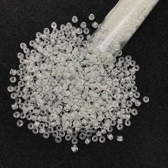 Picture of Size 8 Japanese Seed Beads, Green Crystal/Bright Green Glow in the Dark Seed Bead (#2710), Approximately 25 Grams