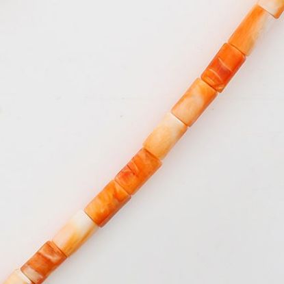 Picture of Orange Spiny Oyster Tube 3x6mm Bead, 16" Bead Strand