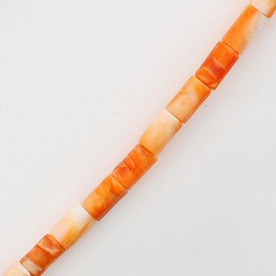 Picture of Orange Spiny Oyster Tube 3x6mm Bead, 16" Bead Strand