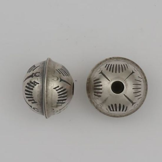 Picture of Sterling Silver Stamped Seam Sunrise Bead, 7mm