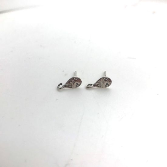 Picture of Sterling Silver Tear Drop Ear Post with Loop, .035"