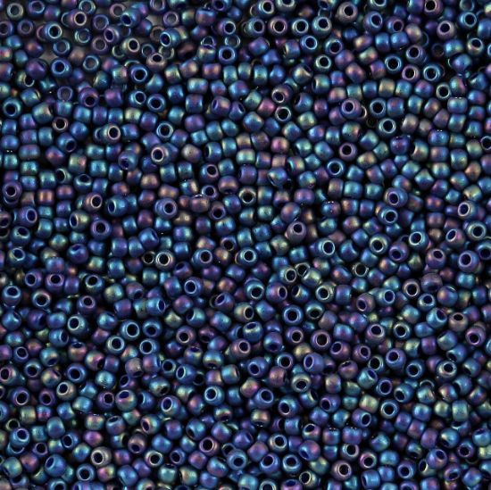 Picture of Size 11 Japanese Seed Beads, Semi-Glazed Navy Blue (#2637F), Approximately 25 Grams