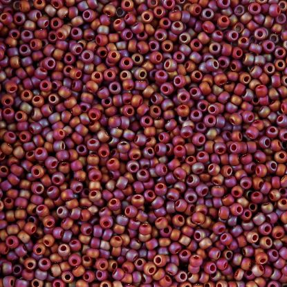 Picture of Size 11 Japanese Seed Beads, Semi-Glazed Dark Red (#2639F), Approximately 25 Grams
