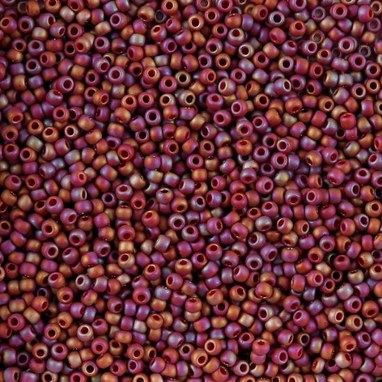 Picture of Size 11 Japanese Seed Beads, Semi-Glazed Dark Red (#2639F), Approximately 25 Grams