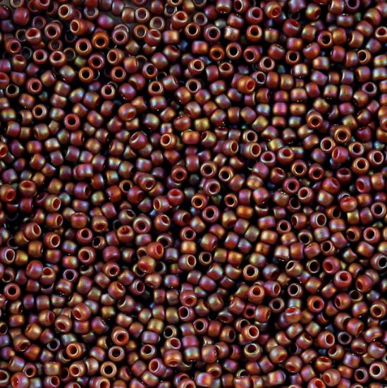Picture of Size 11 Japanese Seed Beads, Semi-Glazed Burnt Orange (#2640F), Approximately 25 Grams