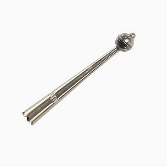 Picture of Stering Silver Short Bolo Tip with Stamped 6mm Bead #7s. Fits: 4 & 6 Ply Cords.