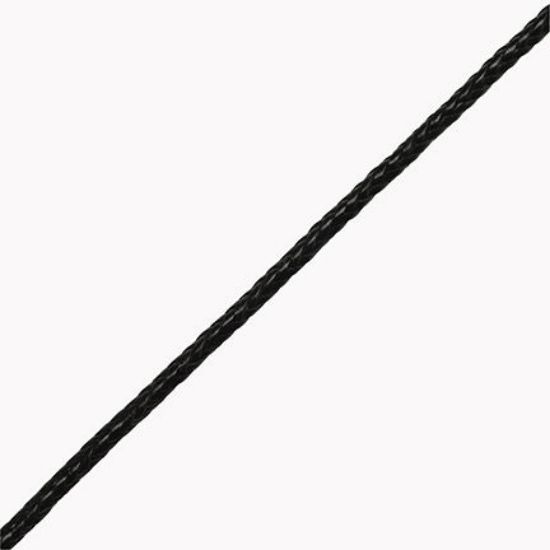 Picture of Handmade Flat Back - Black Leather Bolo Cord, 8 Ply, 48" Length. Approx. 7.5-8mm Thick.