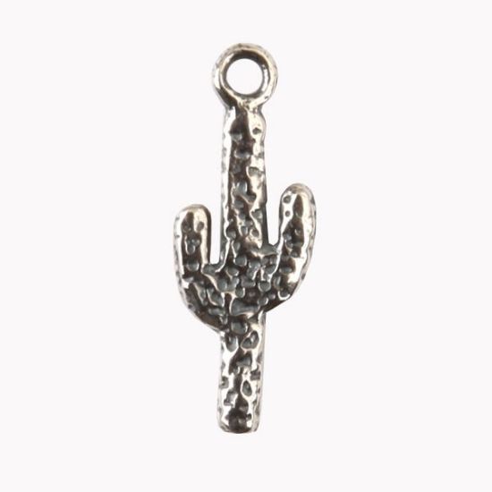 Picture of Sterling Silver Looped Saguaro Cactus Charm 7/8" 20.5x7mm Machine Cast