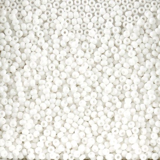 Picture of Size 10 Czech Seed Beads, Opaque White, Approximately 25 Grams