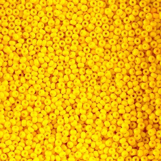 Picture of Size 10 Czech Seed Beads, Opaque Lemon Yellow, Approximately 25 Grams