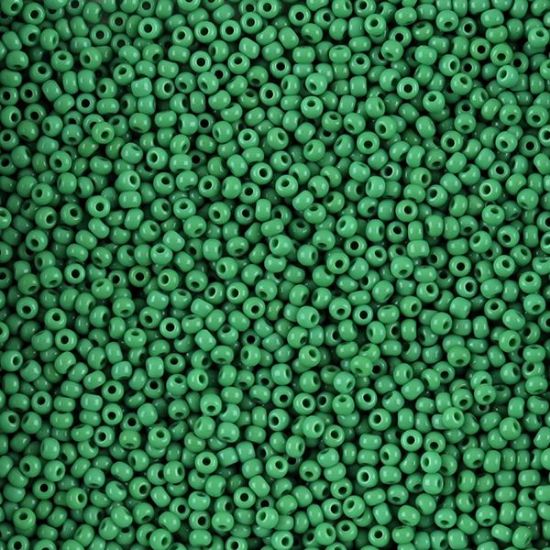 Picture of Size 11 Czech Seed Beads, Opaque Medium Green, Approximately 25 Grams