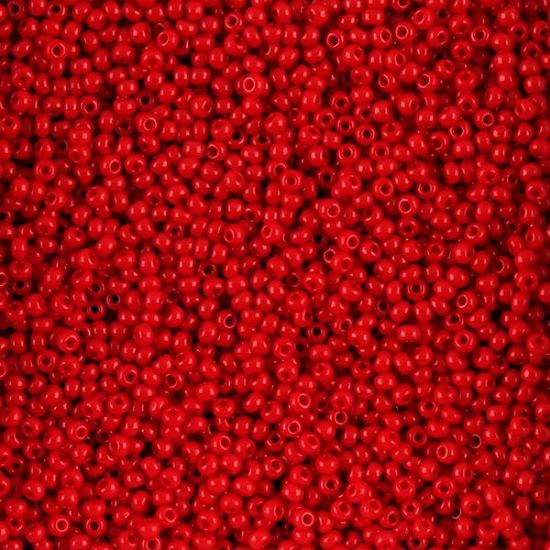 Picture of Size 11 Czech Seed Beads, Opaque Medium Red, Approximately 25 Grams