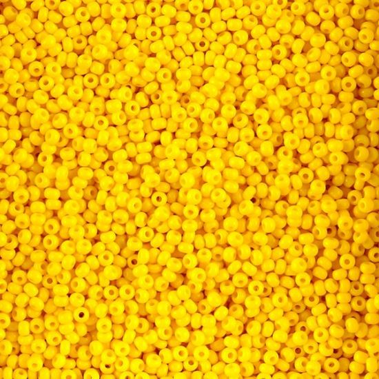 Picture of Size 11 Czech Seed Beads, Opaque Lemon Yellow, Approximately 25 Grams