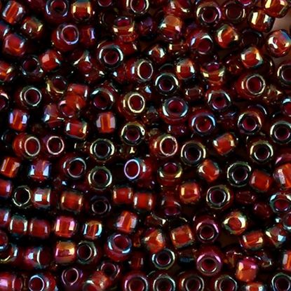 Picture of Size 6 Japanese Seed Beads, Fuchsia Colorlined Aurora Borealis (#389A) Apporximately 25 Grams