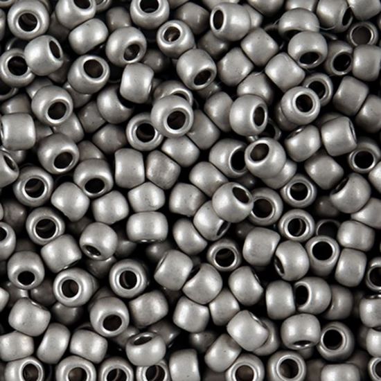 Picture of Size 6 Japanese Seed Beads, Matte Nickel Silver (#F451D), Approximately 25 Grams