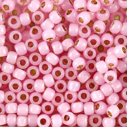 Picture of Size 6 Japanese Seed Beads, Giltlined Ice Pink (#555A), Approximately 25 Grams