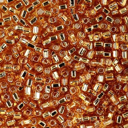Picture of Size 8 Japanese Seed Beads, Silver-Lined Gold (#4), Approximately 25 Grams