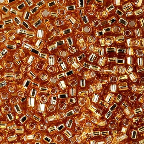 Picture of Size 8 Japanese Seed Beads, Silver-Lined Gold (#4), Approximately 25 Grams