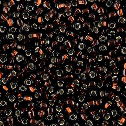 Picture of Size 8 Japanese Seed Beads, Silver-Lined Dark Brown (#5D), Approximately 25 Grams