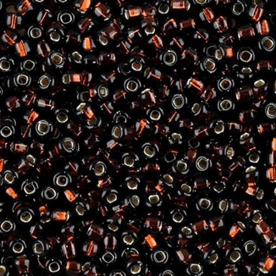 Picture of Size 8 Japanese Seed Beads, Silver-Lined Dark Brown (#5D), Approximately 25 Grams