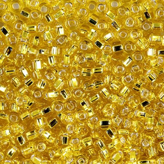 Picture of Size 8 Japanese Seed Beads,Silver-Lined Yellow (#6), Approximately 25 Grams
