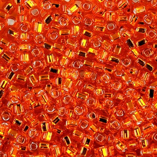 Picture of Size 8 Japanese Seed Beads, Silverlined Orange (#9), Approximately 25 Grams