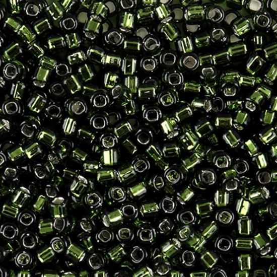 Picture of Size 8 Japanese Seed Beads, Silverlined Green (#15), Approximately 25 Grams