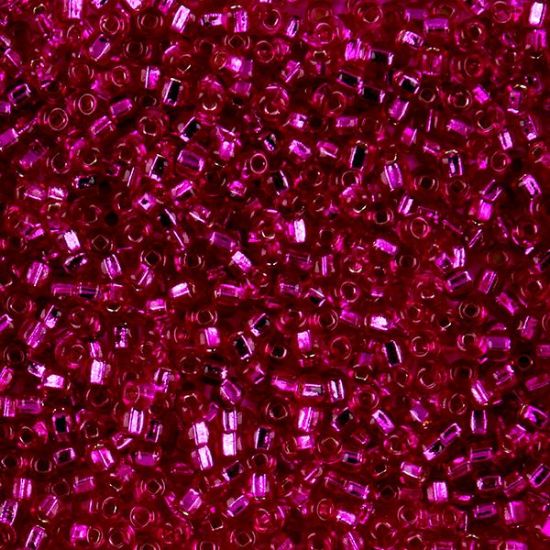 Picture of Size 8 Japanese Seed Beads, Silverlined Fuchsia (#23), Approximately 25 Grams
