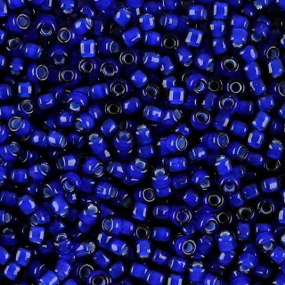 Picture of Cobalt Colorlined White Seed Bead #327A / Size 8<br />Approximately 25 Grams