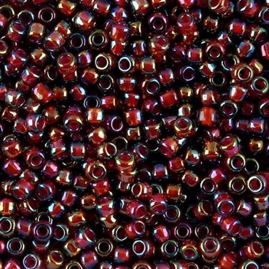 Picture of Fuchsia Colorlined Aurora Borealis Seed Beads #389A / Size 8<br />Approximately 25 Grams